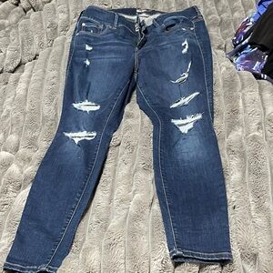 Torrid Dark Blue Distressed Skinny Jeans